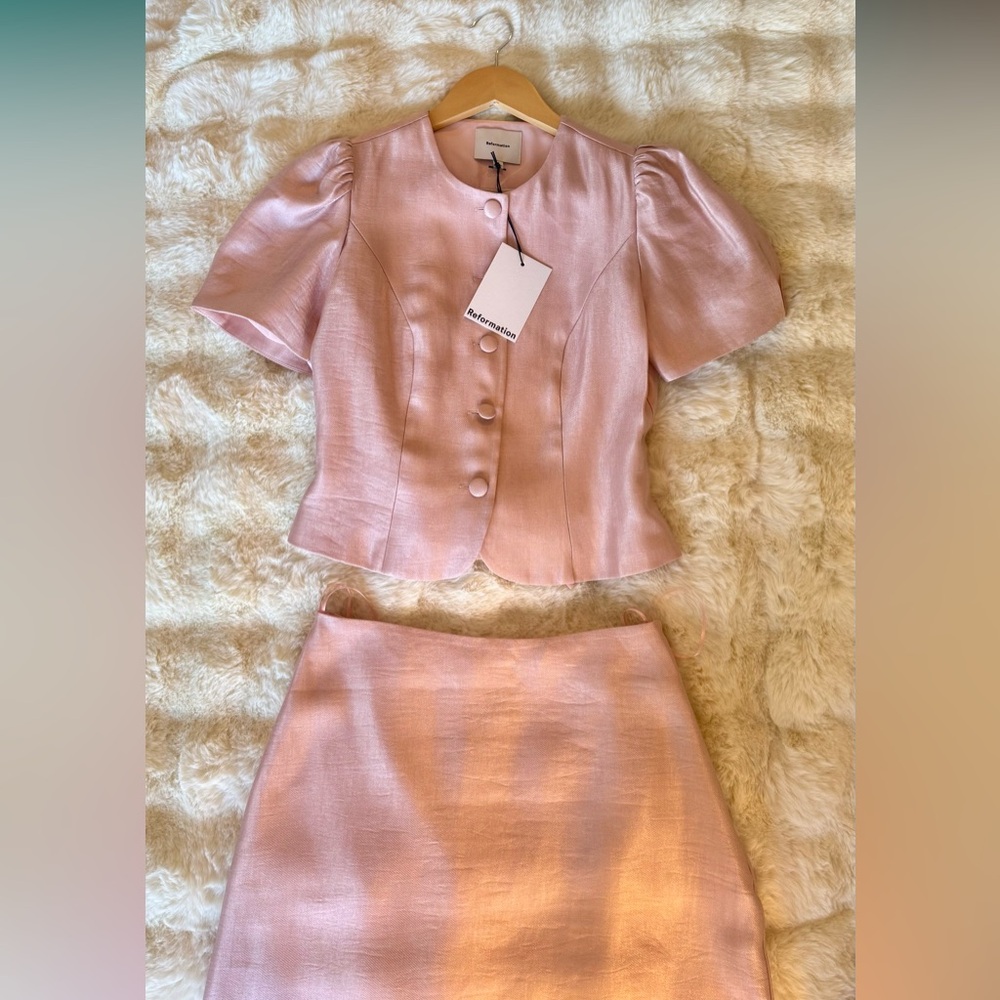 Reformation Mika Two Piece In Bubblegum, brand new, never worn, no flaws. - Picture 7 of 16